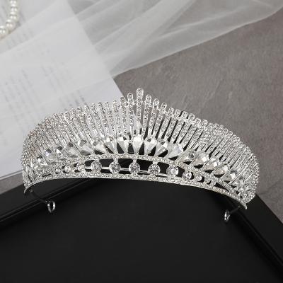 China Crystal Headband Women Luxury Bling baroque modern minimalist Diamond Thick Hairbands Bedazzled Zirconia Tiara Crowns for sale