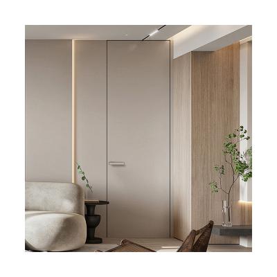 China Bedroom Bulletproof Minimalist Narrow Paintless Frameless Door Room Side Door Aluminum Wood Door for sale