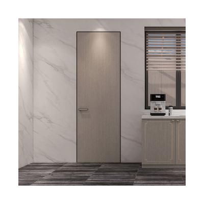 China MOKK Bulletproof Frameless Flush Design Concealed Wood Invisible White Veneer Concealed Door for sale