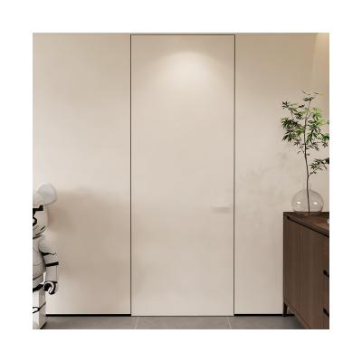 China Bulletproof Modern Wooden Door Interior Flush Invisible Design With Hinge Hidden Frameless Secret Door for sale