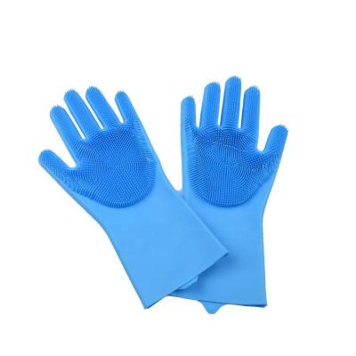 China Hot Selling FINE GLOVE Eco-Friendly Cleaning Kitchen Silicone Reusable Gloves Brush Scrubber Heat Resistant Gloves For Dishwashing for sale