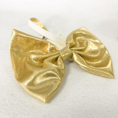 China Fashion Christmas elastic hair bands with big shinny gold butterfly bow knot hair accessories for sale