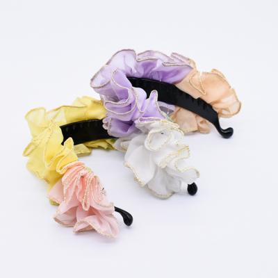 China Custom Polyester Factory Solid Color Polyester Fabric Hair Hoops Silk Bands For Girls For Kids Girls Accessories Hair for sale