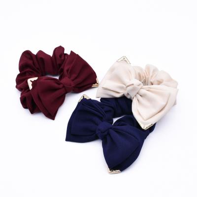 China Polyester Butterfly Headband Elastic Satin Scrunchies Hair Ties For Women Big Bow Simple Bow Hair AccessoriesI for sale