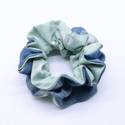 China Custom Color Matching Girls Silk Hair Scrunchies Scarf Hair Scrunchies Women Chiffon Satin Elastic Hair Bands for sale