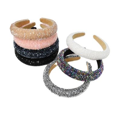 China Fashion High Quality Wholesale Multi Styles Rhinestone For Women Headbands Color Bling Faux Beaded Diamond Crystal Headbands for sale