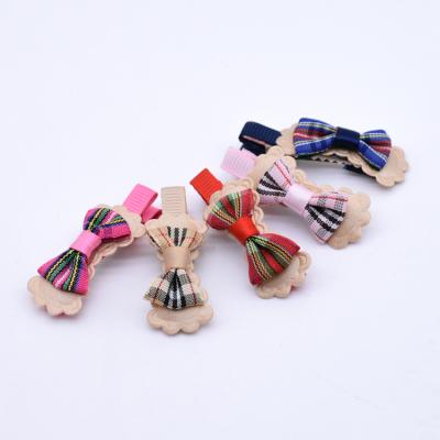 China Chiffon Plaid Pattern Lolita Style Fashion Children Kids Babies Hairpin Bow Hair Clips Accessories with Butterfly Bowknot for Woman for sale