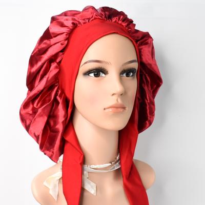 China Long Sustainable Extra Large Satin Fabric Shower Caps Deep Treatment Waterproof Custom Woman for sale