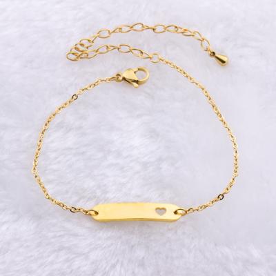 China Custom Engraved Engraved Stainless Steel Gold Bar Bracelet Enviroment Friendly Jewelry Women's Stainless Steel Letters for sale