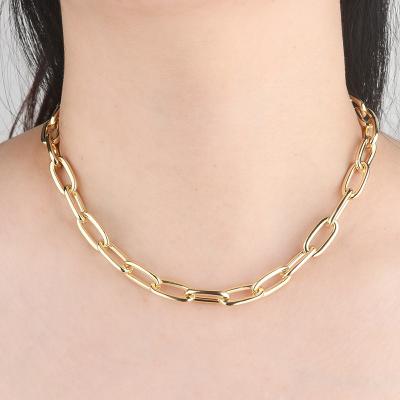 China FASHIONABLE Oval Choker Link Chain Necklace Flat Rectangle Paperclip Necklace Jewelry For Women for sale