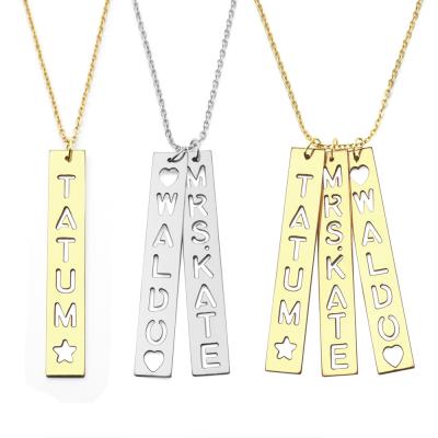 China TRENDY Custom Letter Necklace Vertical Bar Necklace Name Bar Necklace For Women for sale