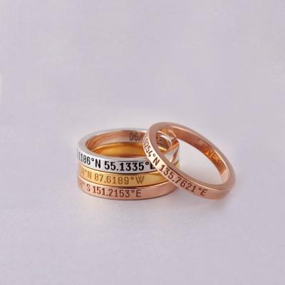 China TRENDY Custom Sensitive Name Ring Stainless Steel Roman Numerals Ring Couple Rings Coordinate Ring for Women for sale