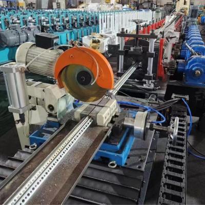 China Blue Galvanized Steel Pallet Rack Roll Forming Machine With Servo Feeding for sale