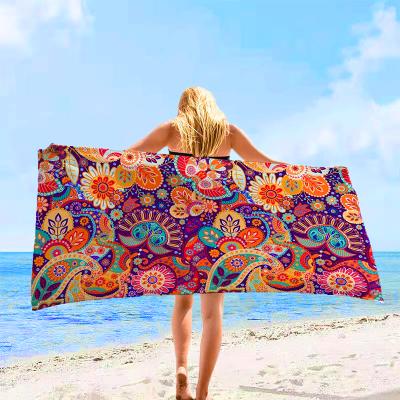 China Print Viable Hot Sand Transfer Microfiber Suede Amazon Free Selling Beach Towel Superdry Super Dry Quick Dry Superdry Cheap for sale