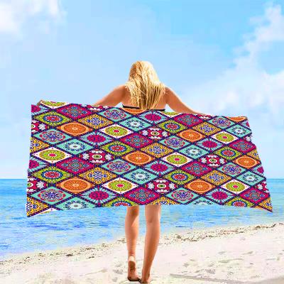 China Print Viable Hot Sand Transfer Microfiber Suede Amazon Free Selling Beach Towel Superdry Super Dry Quick Dry Superdry Cheap for sale