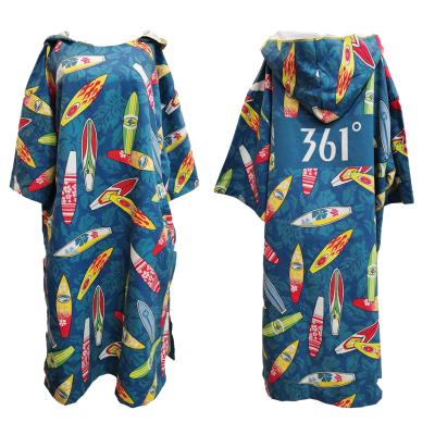 China Custom Printed QUICK DRY Microfiber Surf Ponchos For Kids Women Hooded Poncho Towel for sale