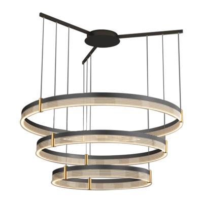 China 2022 Modern Luxury Iron Designer Circle Artic Modern Chain Chandelier For Living Room Restaurant LED Light Luminous Lamp for sale