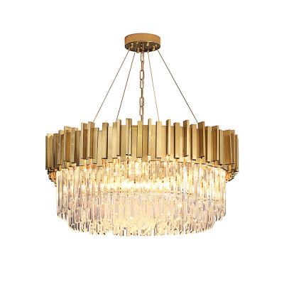 China Large Modern Luxury Crystal Chandelier Decorative Hanging Gold Light Brass Home Hotel Wedding Lobby Modern Stainless Steel Crystal Chandelier for sale