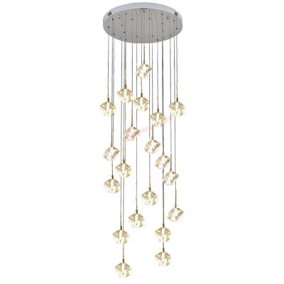 China 2022 New Design Modern Energy Saving Chandelier Lights Crystal Pendant Lamp Luxury Hanging Lighting for High Ceiling for sale