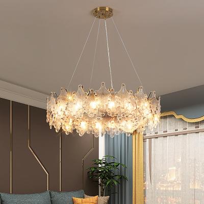 China Modern Post Modern Gold Glass Leaves Pendant Chandelier For Bedroom Living Room Decorative LED Hanging Glass Chandelier for sale