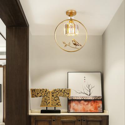 China 2022 New Design Modern Indoor Unique Circle Contemporary Hanging Lamp Bird Decorative Brass Pendant Lights For Home for sale