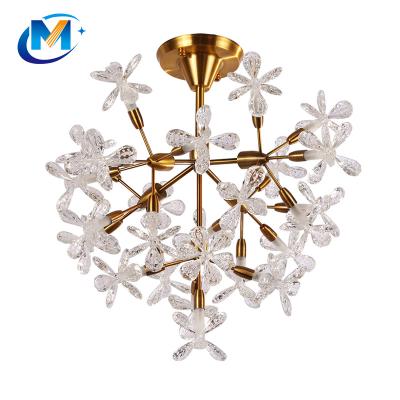 China New Modern Good Quality Modern Flower Shape Design Ceiling Lamp LED Branch Gold Chandelier For Home Indoor Use for sale