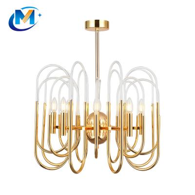 China Decorative energy-saving lighting lighting Nordic post-modern restaurant U shape cafe living room style acrylic chandelier for sale