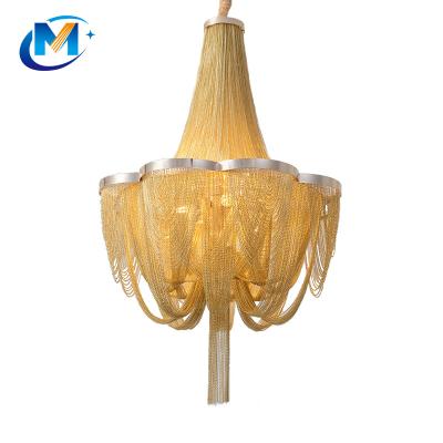 China Art Flap Engineering Villa Duplex Nordic French Residential Creative Hotel Chandelier Chain Aluminum Chandeliers for sale