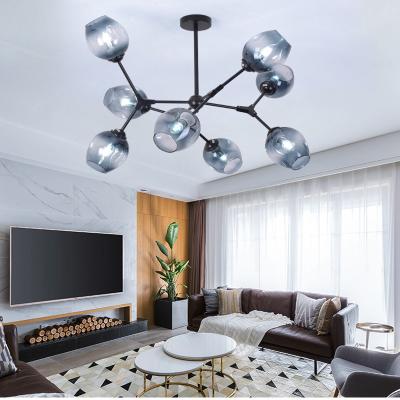 China Nordic style modern simple blue glass chandelier factory Zhongshan fashion bedroom living room chandelier for sale