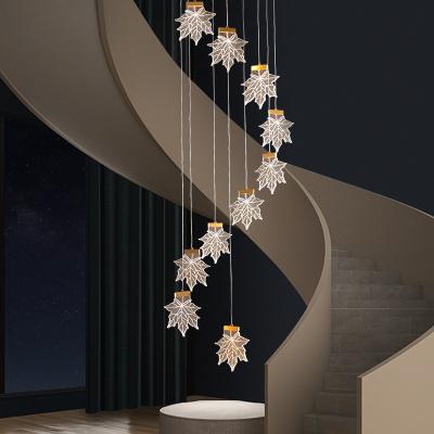 China Wholesale Modern Maple Leaf Shape Crystal Chandelier LED Pendant Light Finish Crystal Ball Indoor Ceiling Light for sale