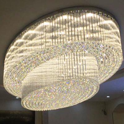 China Outdoor Chrome Crystal Chandelier Big Ceiling Mounted Light Mounted Modern Led Chandelier Lighting Fixtures Made In China 2020 New Product for sale