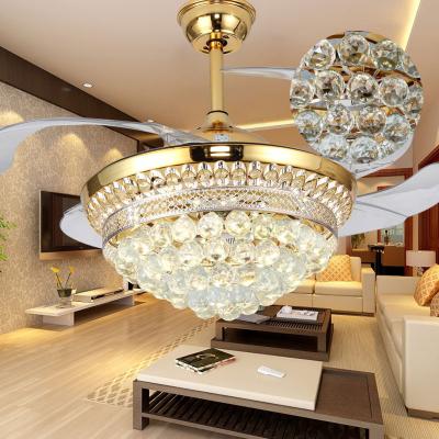 China 2022 Modern Luxury Bedroom Living Room Hotel/Deluxe Crystal Chandelier Invisible Fan Lamp Led Fan Chandelier Light for sale