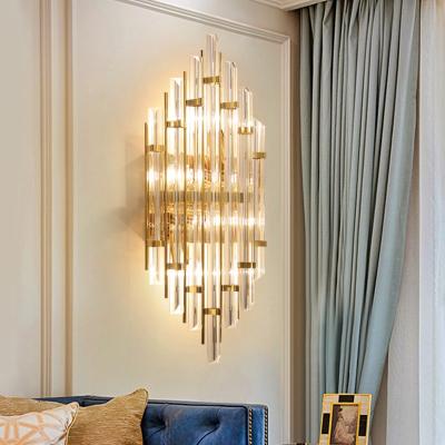 China European Modern Finish Hotel Gold Chandelier Wall Lamp Lighting Fixtures Home Living Modern Wall Lamp For Hotel Crystal for sale