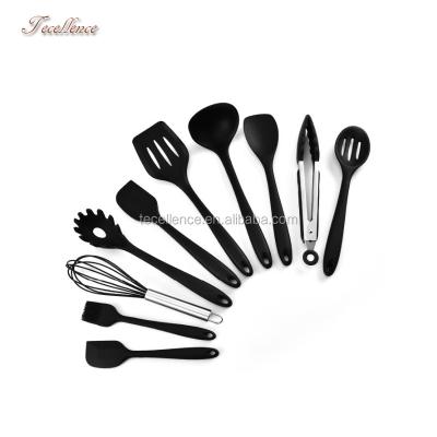 China 10 Pieces Viable Wholesale Heat Resistant Nonstick Silicone Pieces Cooking Silicone Kitchen Utensils Set Set for sale