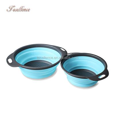 China Viable High Quality Rubber Collapsible Dyer's Kitchen Collapsible Colander Basket for sale