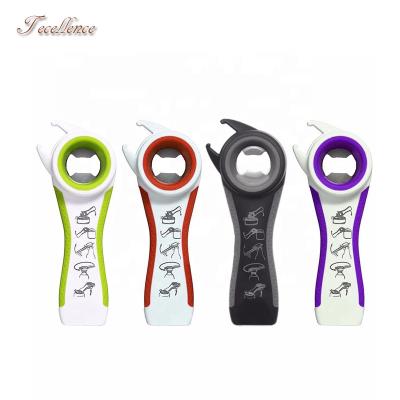 China Tecellence Stocked 5 in 1 Creative Multifunctional Colorful Twist Bottle Opener for Kitchen Cans, Beer, Drinks and Sodas for sale