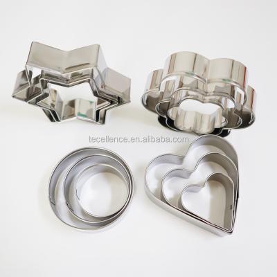 China Wholesale Baking Stocked Pastry Tools Heart Round Star Cookie Cutter 3D Stainless Steel Biscuit Cutters for sale