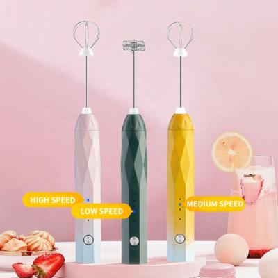 China New Arrival Viable Colorful Rechargeable Handheld Rechargeable Frother Milk 3 Speeds Electric Drinks Milk Frother Foamer for Lattes for sale