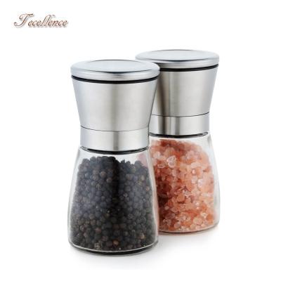 China Viable Premium Adjustable Ceramic Grinder Salt and Pepper Grinder Mechanism Stainless Steel Pepper Grinder Set for sale