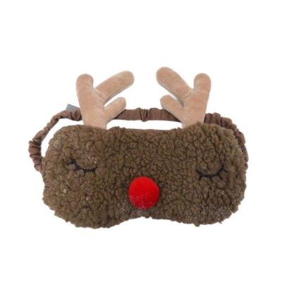 China Keep Healthy Wholesale Customize Classic Plush Fleece Soft Hand Feel 3D Christmas Deer Embroidery Sleeping Eyemask for sale