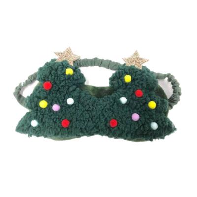 China Keep Healthy Wholesale Customize Soft Hand Classic Feel Fleece Plush Hand Made Pompom In Christmas Tree Sleeping Eyemask for sale