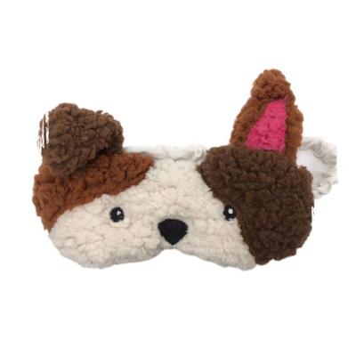 China Keep Healthy Wholesale Customize Classic Plush Fleece 3D Hand Feel Dog Ear Embroidery Soft Sleep Long Eyemask for sale