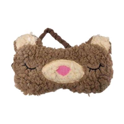 China Keep Healthy Wholesale Customize Soft Plush Fleece Hand Feel 3d Brown Bear Embroidery Classic Sleep Eyemask for sale