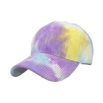 China JOINT New Fashion Tie Dye Baseball Cap Colorful Sunshade Ponytail Baseball Hat Corduroy Sports Cap Unisex for sale