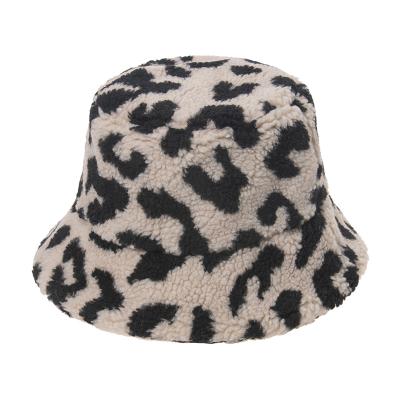 China New Fashion Character Bucket Hat Autumn Winter Women Leopard Wholesale Fur Warm Bucket Hat for sale