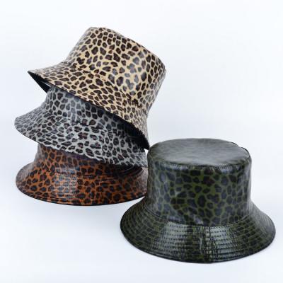 China Factory Manufacture PU/COTTON Various Cotton Leopard Print Bucket Hat Bulk Bucket Hats for sale