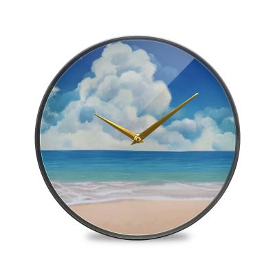 China Antique Style Landscape 9.5 Inch DIY Hanging Digital Clocks Modern Home Decor 3D Wall Clock for sale