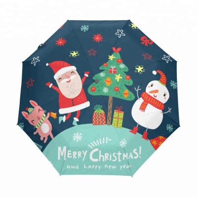 China Customized Customized Hot Sale Christmas Snowman 3 Times Snowflake Special Open Narrow Custom Umbrella for sale