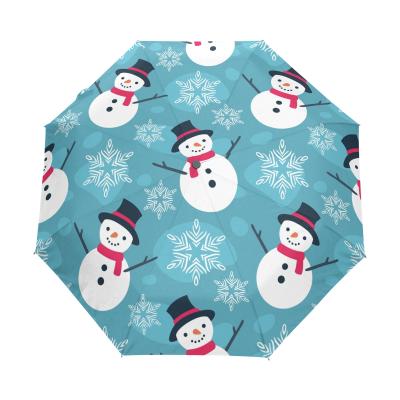 China Eco-friendly Ready To Ship Anti Christmas UV Printing 3 Fold Auto Open Narrow Umbrella Printed Fashion For Sale for sale