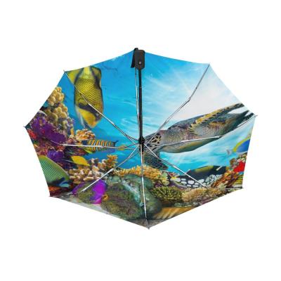 China Fashion New Arrival Custom Printed Windproof 3 Folding Automatic Travel Umbrella Ready To Ship for sale